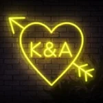 yellow Initials-in-Heart-with-Arrow-Neon-Sign