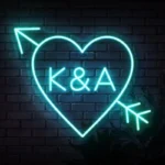 mint Initials-in-Heart-with-Arrow-Neon-Sign