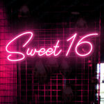 Deep pink Sweet 16 Neon Sign Happy Birthday Led Light