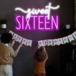 Dark Violet Sweet 16 Neon Sign Sweet Sixteen Happy Birthday Led Light