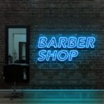 ice blue "BARBERSHOP" Neon Sign For Hairr Salons & BarberShops