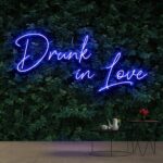 Blue drunk in love neon sign