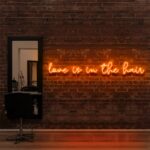 orange "LOVE IS IN THE HAIR" Neon Sign For Hair Salons & BarberShops