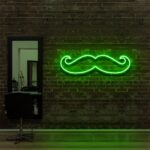 green "MOUSETACHE" Neon Sign For Hair Salons & Barbershop