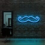 ice-blue"MOUSETACHE" Neon Sign For Hair Salons & Barbershop