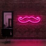 pink "MOUSETACHE" Neon Sign For Hair Salons & Barbershop