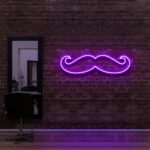 purple "MOUSETACHE" Neon Sign For Hair Salons & Barbershop