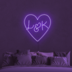 purple Heart With Initials Personalized Neon Sign