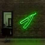 green "RAZOR BLADE" Neon Sign For Hair Salons & BarberShops