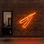 orange "RAZOR BLADE" Neon Sign For Hair Salons & BarberShops