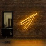 yellow "RAZOR BLADE" Neon Sign For Hair Salons & BarberShops