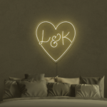 warmwhite Heart With Initials Personalized Neon Sign